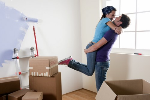Student removals team preparing boxes for a move in Belsize Park