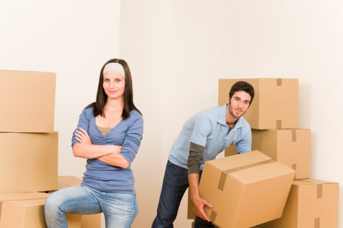 Packed student belongings prepared for removals in Belsizepark