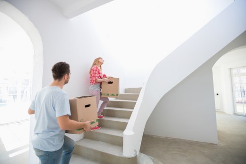 Packed boxes ready for a Belsizepark flat move