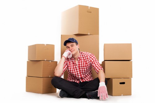 A selection of sturdy boxes and packing materials for home relocation