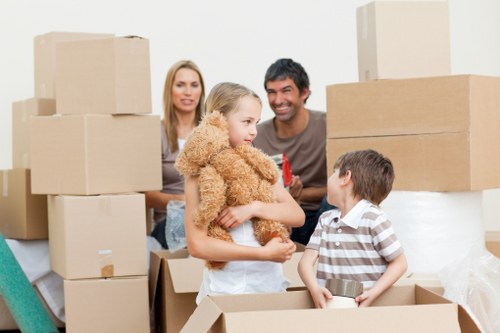 Packed household items prepared for removals in Belsizepark